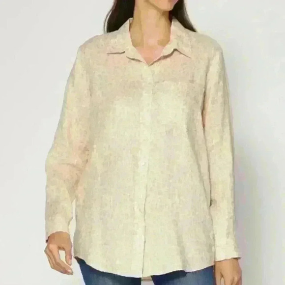 GAP 100% Linen Leopard Print Button Down - Picture 1 of 11